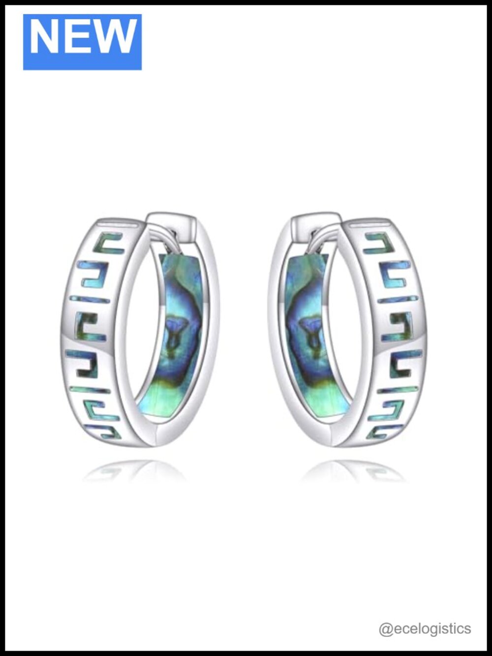 Sterling Silver Celtic Knot Hoop Earrings with Abalone Inlay